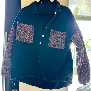 Denim cheetah print colored jacket